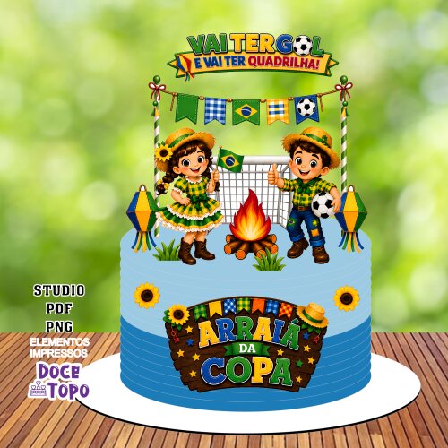 Topo de Bolo Festa Junina - Copa 2026 03 Studio/PDF/PNG