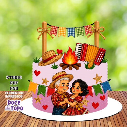 Topo de Bolo Festa Junina 106 Studio/PDF/PNG