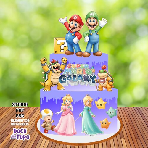 Topo de Bolo Mario Galaxy 01 Studio/PDF/PNG