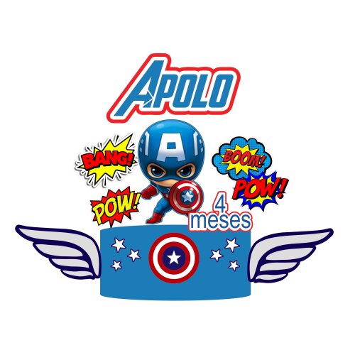 Arquivo de Corte Topo de Bolo Capitão América 08 Somente Studio