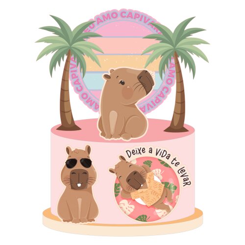 Arquivo de Corte Topo de Bolo Capivara 03 Somente Studio