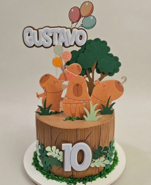 Arquivo de Corte Topo de Bolo Capivara 14 Somente Studio