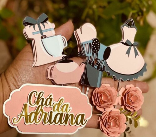 Topo de Bolo Chá de Cozinha 01 Somente Studio