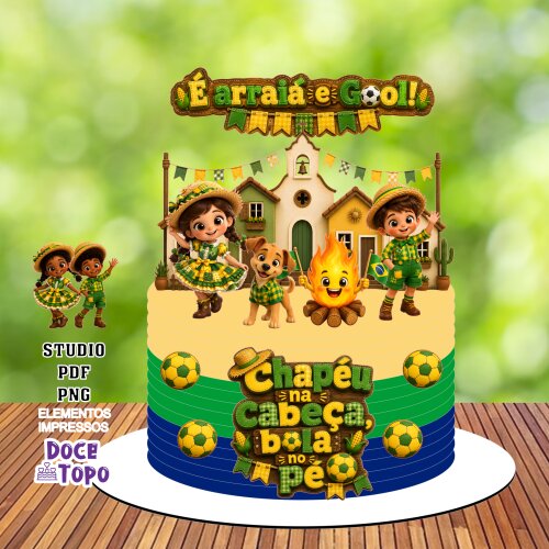 Topo de Bolo Festa Junina - Copa 2026 04 Studio/PDF/PNG