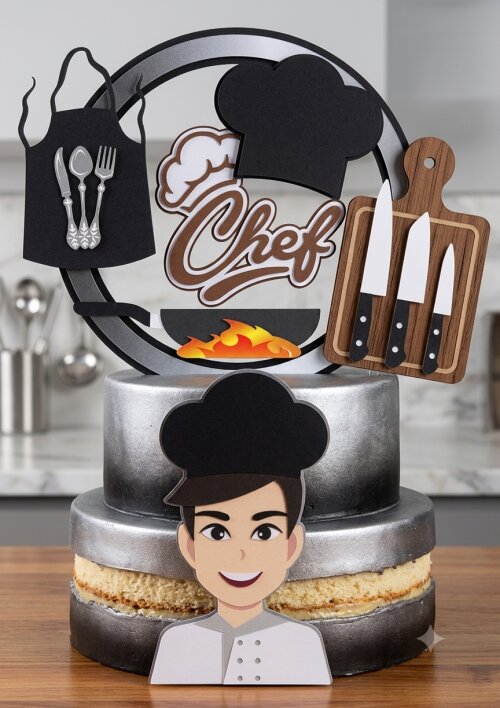 Topo de Bolo Chef Cozinheiro 01 Somente Studio