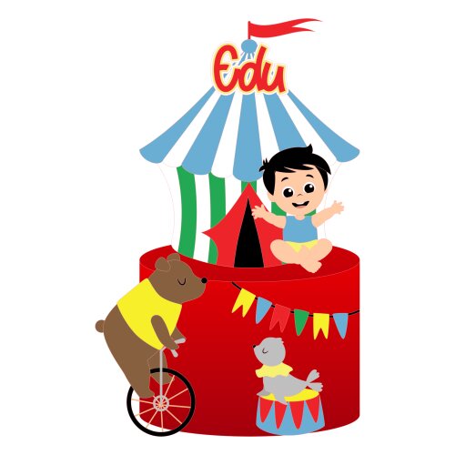 Topo de Bolo Circo 16 Somente Studio