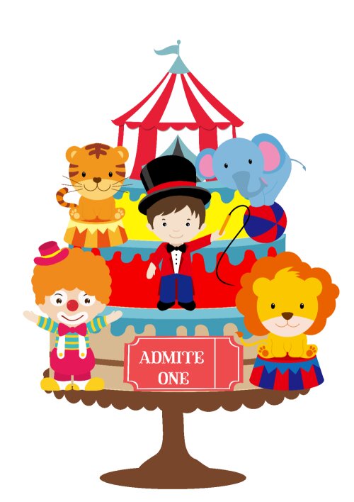Topo de Bolo Circo 18 Somente Studio