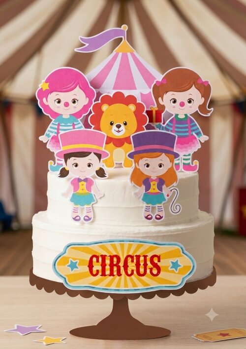 Topo de Bolo Circo 19 Somente Studio