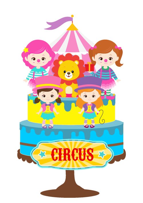 Topo de Bolo Circo 19 Somente Studio
