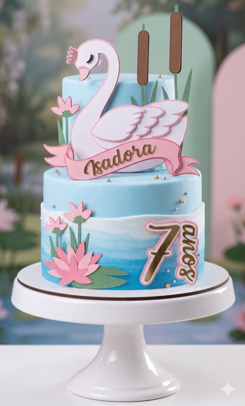 Topo de Bolo Cisne 02 Somente Studio