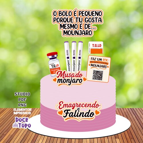 Topo de Bolo Caneta Emagrecedora 01 Studio/PDF/PNG