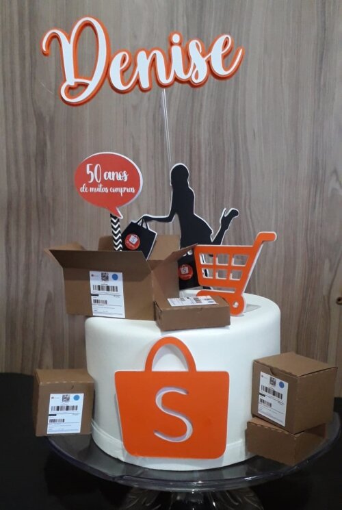 Topo de Bolo Compras Shopee 03 Somente Studio