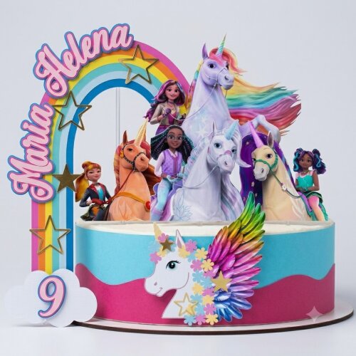Topo de Bolo Academia Unicórnio 02 Somente Studio