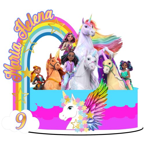 Topo de Bolo Academia Unicórnio 02 Somente Studio