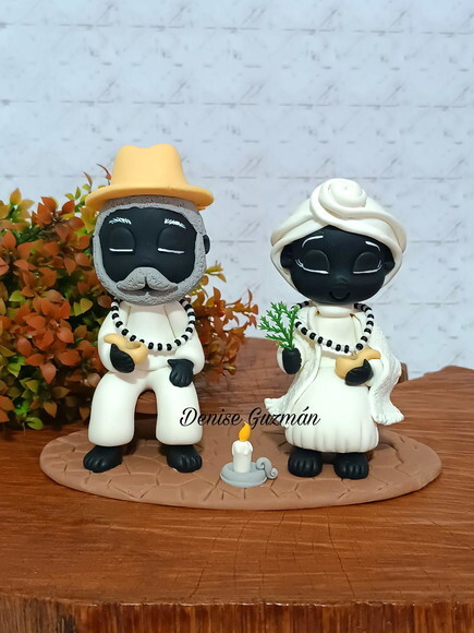 Casal Pretos Velhos em Biscuit