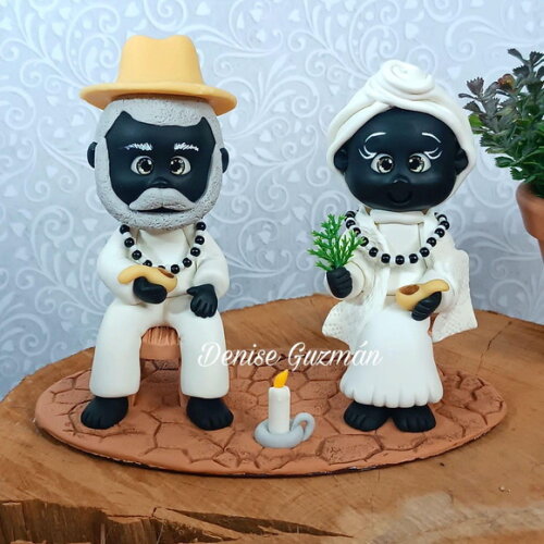 Casal Pretos Velhos em Biscuit