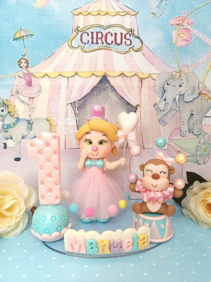 Topo de Bolo do Circo Rosa