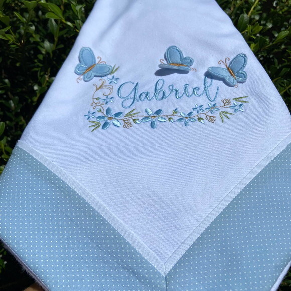 Cueiro de Flanela Borboletas Azul