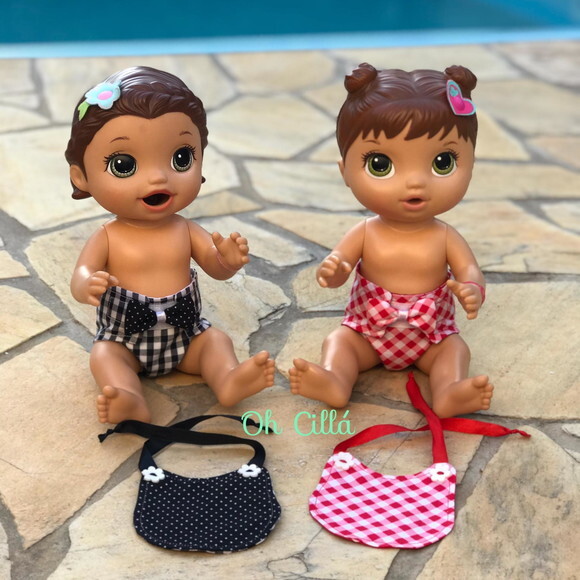 Fraldas para Boneca e Babador