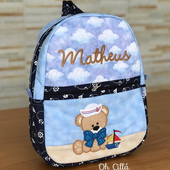 Mochila infantil Urso Marinheiro