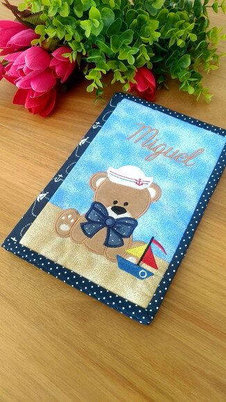 Capa para caderneta de Vacinação Urso Marinheiro