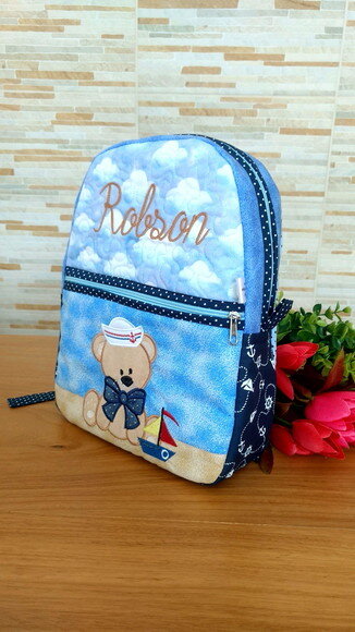 Mochila infantil Urso Marinheiro