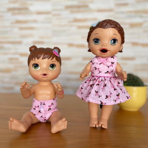 Roupinha para boneca Vestido e Fraldinha