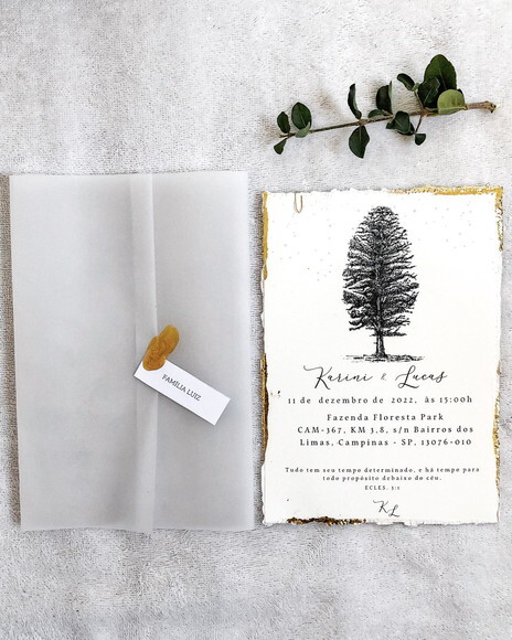 Convite de Casamento - Minimalista, Folha de Ouro