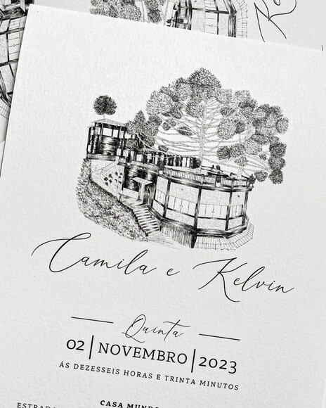 Convite de Casamento - Ilustração Digital