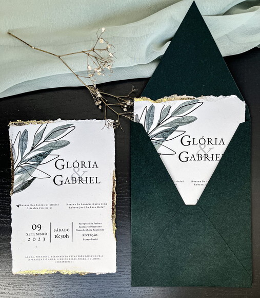 Convite de Casamento com Envelope 15x20