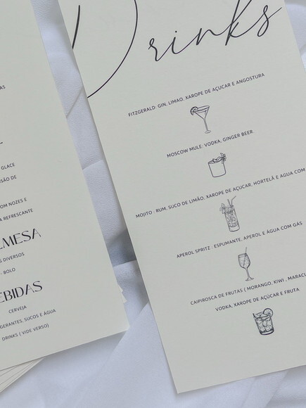 Menu de Casamento - Frente e Verso
