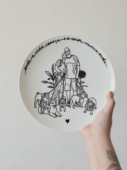Prato Decorativo 24x24 - Personalizado a Mão (grande)