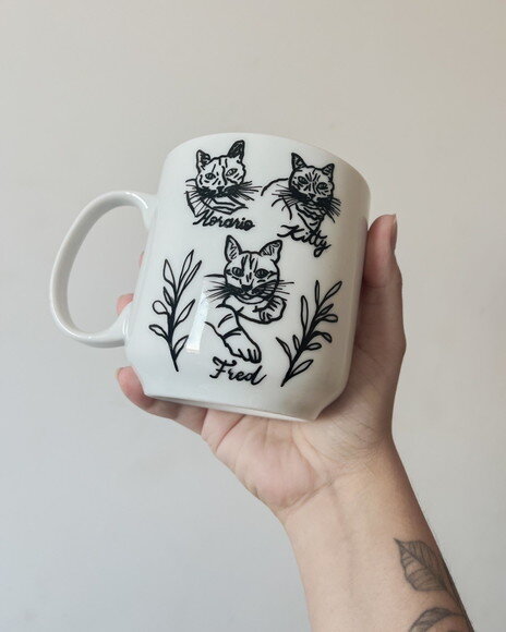 Caneca Personalizadas a Mão - Ilustração de Foto Traços