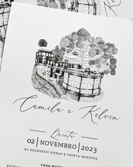 Ilustração Convite de Casamento Minimalista