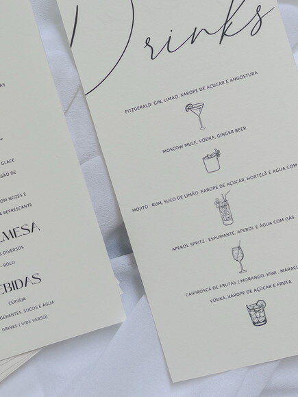 Menu de Casamento - Frente e Verso