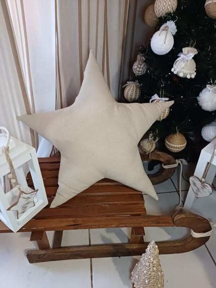 Almofada Estrela em Linho Cru
