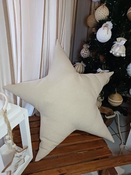 Almofada Estrela em Linho Cru