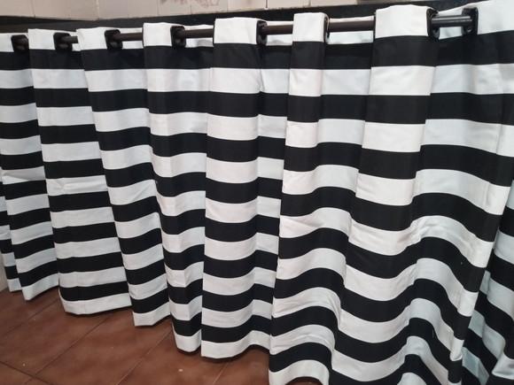 Cortina Belize Listras Pretas 3m