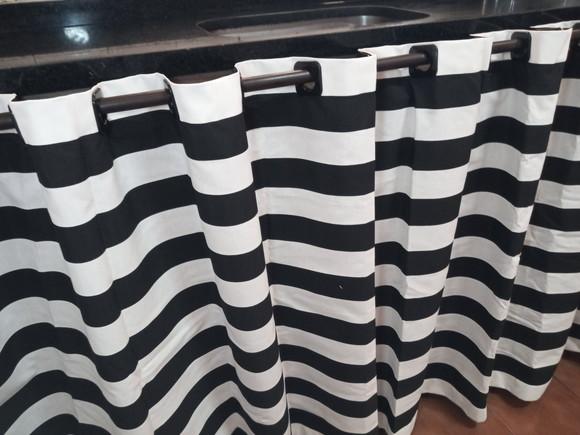 Cortina Belize Listras Pretas 3m