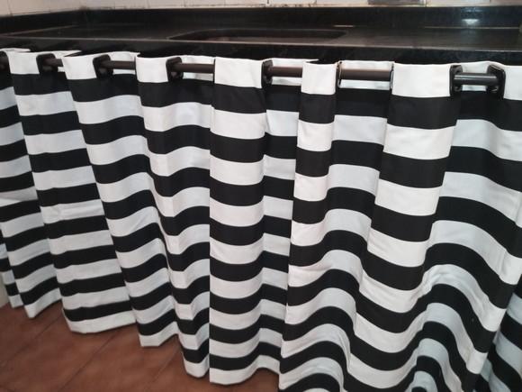 Cortina Belize Listras Pretas 3m