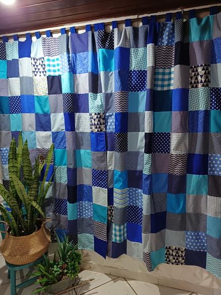 Cortina em Patchwork Azul