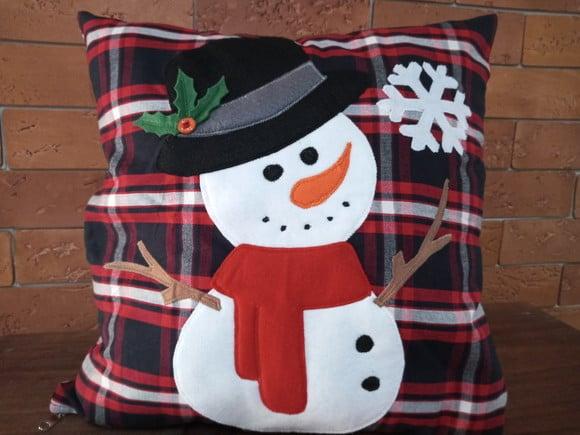 Capa para Almofada Boneco de Neve