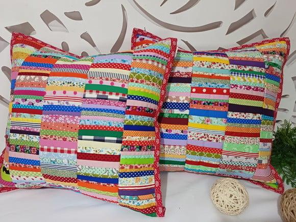 Capa para Almofada em Patchwork