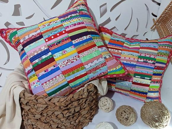 Capa para Almofada em Patchwork