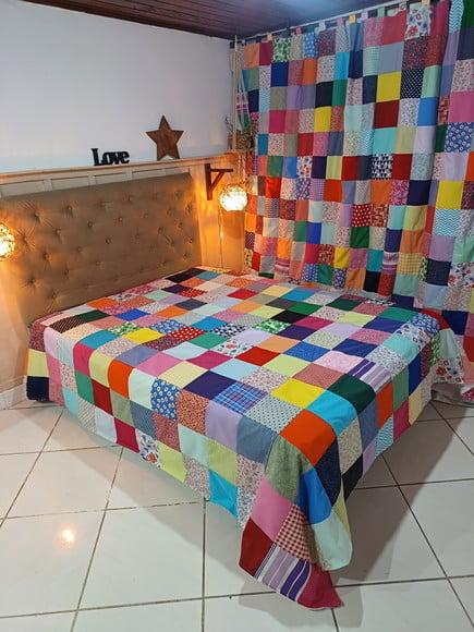 Colcha em Patchwork + Cortina