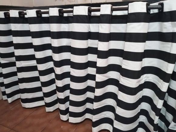 Cortina Belize Listras Pretas 3m