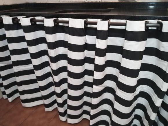 Cortina Belize Listras Pretas 3m