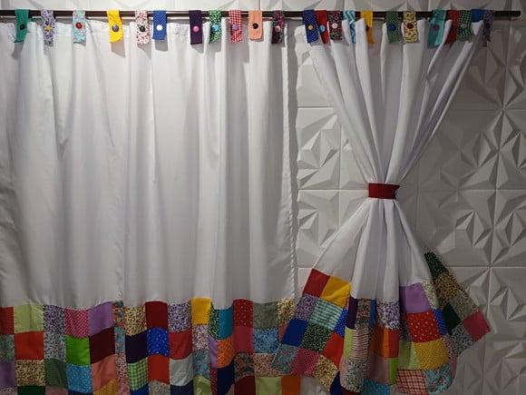 Cortina com Barrado em Patchwork