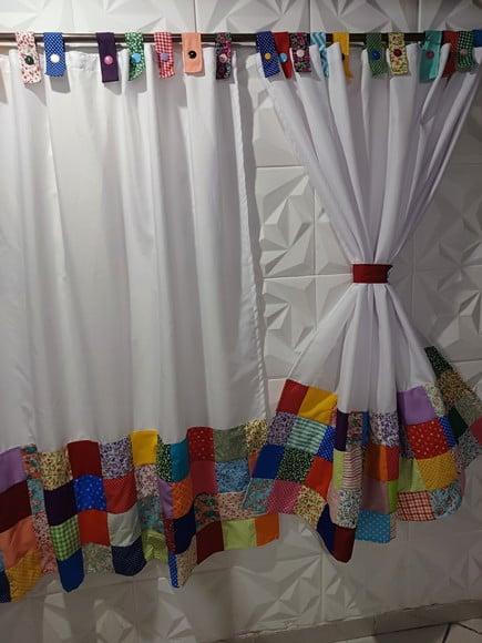 Cortina com Barrado em Patchwork