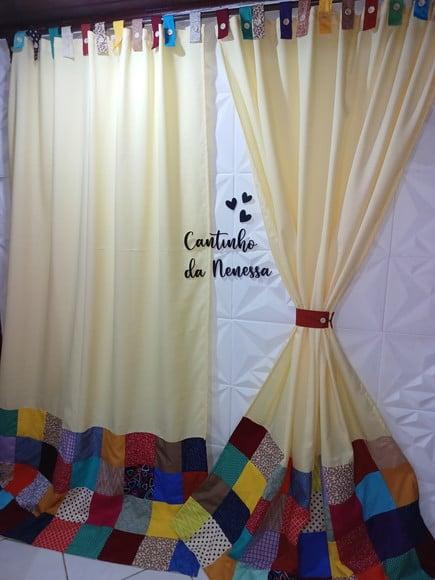 Cortina com Barrado em Patchwork